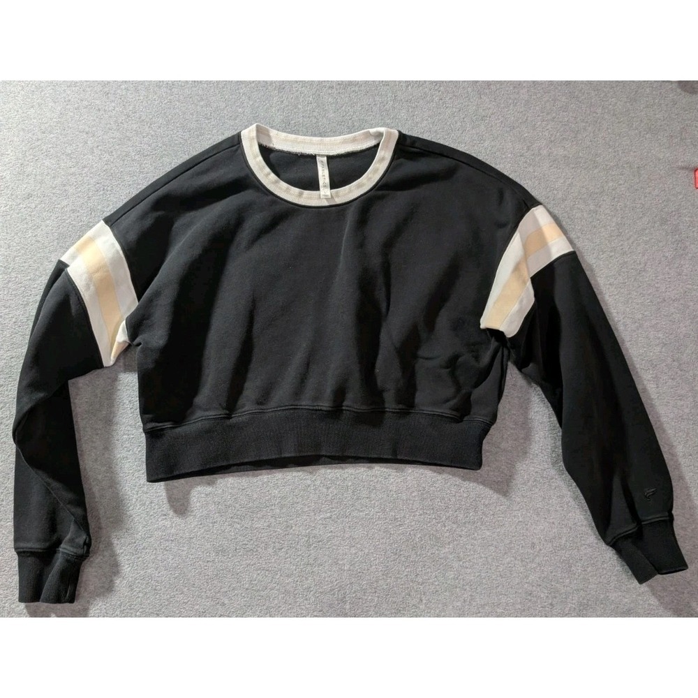 Fabletics Cropped Sweatshirt Womens Large Black Crewneck Athleisure